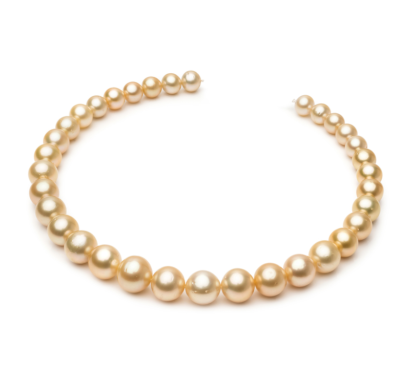 10.1-14.6mm AA Quality South Sea Cultured Pearl Necklace in 18-inch Gold - #1