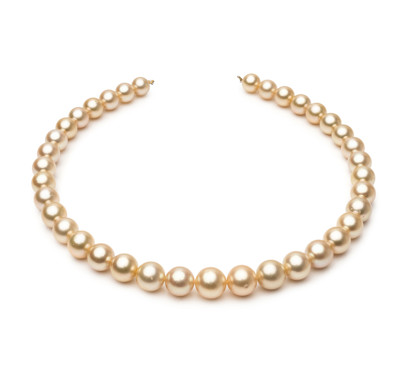 9.6-12.6mm AA+ Quality South Sea Cultured Pearl Necklace in 18-inch Gold - #1