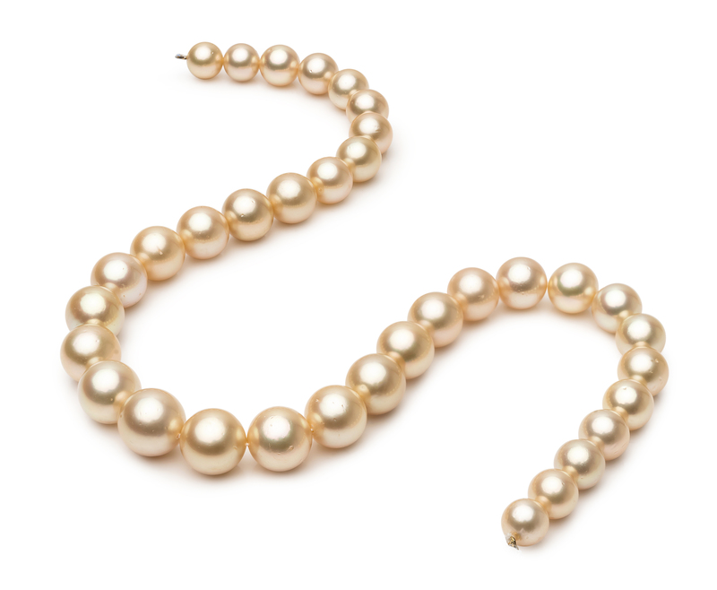9.3-13.3mm AA Quality South Sea Cultured Pearl Necklace in 18-inch Gold - #2
