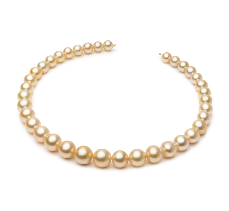 9.3-13.2mm AA+ Quality South Sea Cultured Pearl Necklace in 18-inch Gold - #1