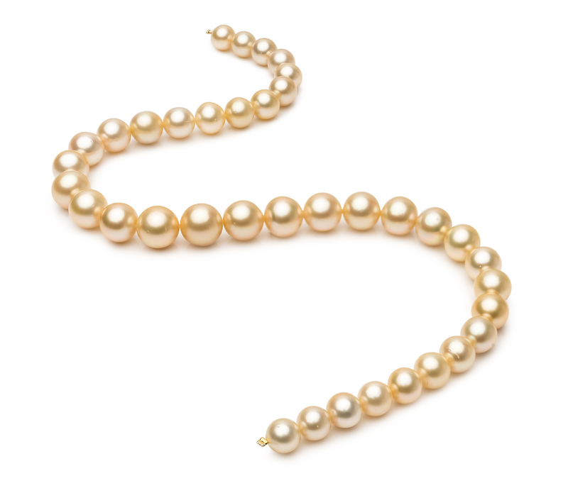 9.3-13.2mm AA+ Quality South Sea Cultured Pearl Necklace in 18-inch Gold - #2