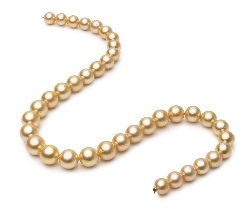 9.5-11.9mm AA Quality South Sea Cultured Pearl Necklace in 18-inch Gold - #2