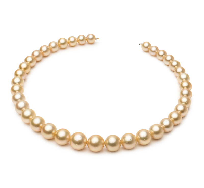 9.7-13.9mm AA Quality South Sea Cultured Pearl Necklace in 18-inch Gold - #1