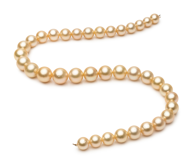 9.7-13.9mm AA Quality South Sea Cultured Pearl Necklace in 18-inch Gold - #2