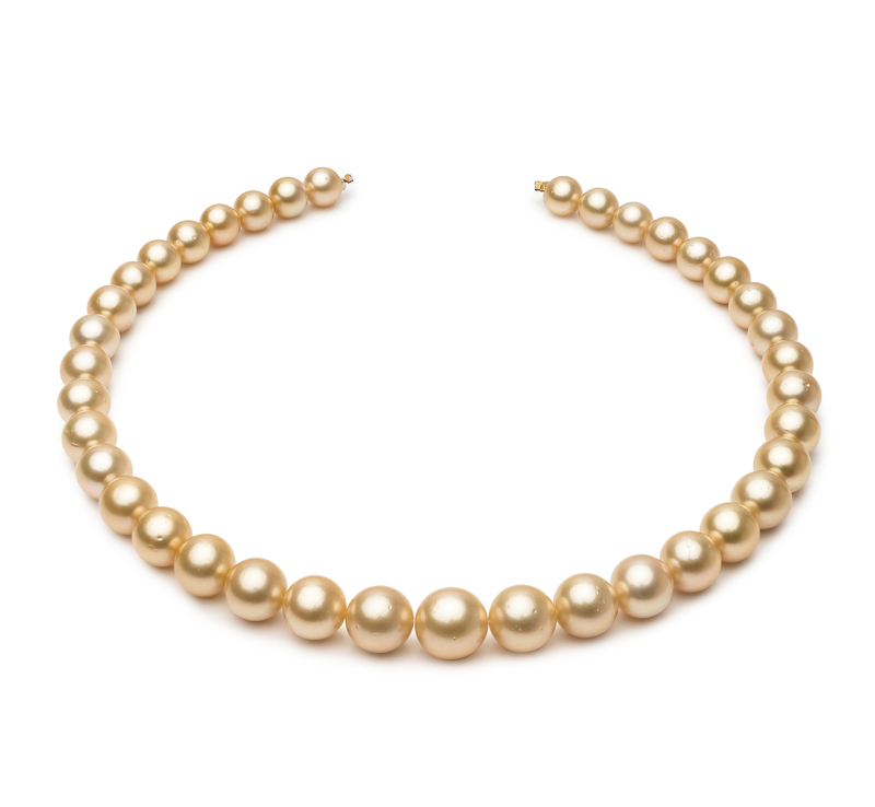 9.2-12.8mm AA Quality South Sea Cultured Pearl Necklace in 18-inch Gold - #1