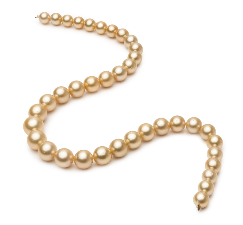 9.2-12.8mm AA Quality South Sea Cultured Pearl Necklace in 18-inch Gold - #2