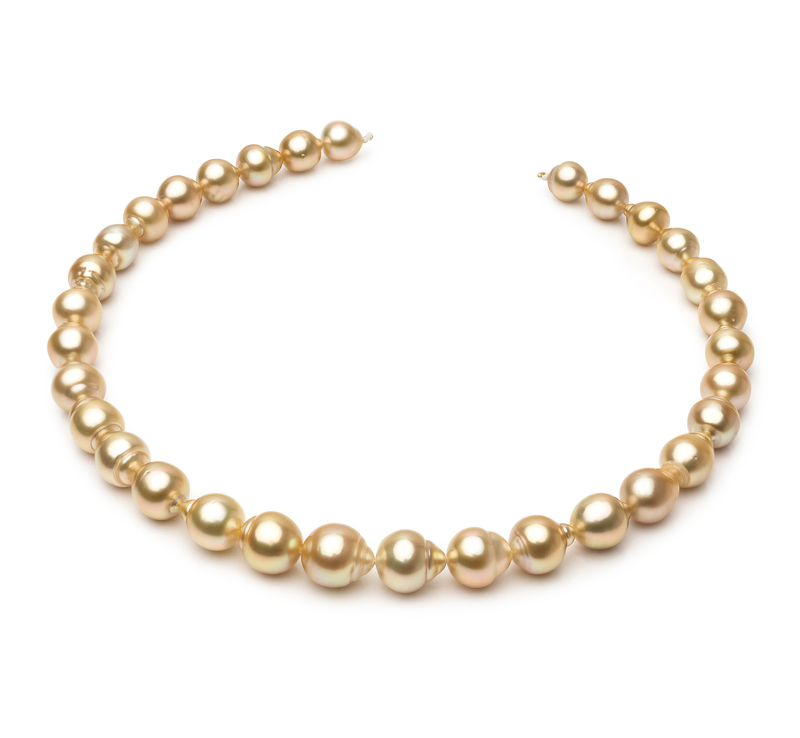 10.1-12.5mm Baroque Quality South Sea Cultured Pearl Necklace in 18-inch Gold - #1