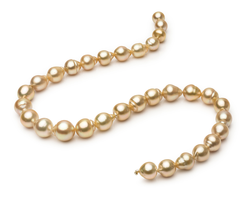10.1-12.5mm Baroque Quality South Sea Cultured Pearl Necklace in 18-inch Gold - #2