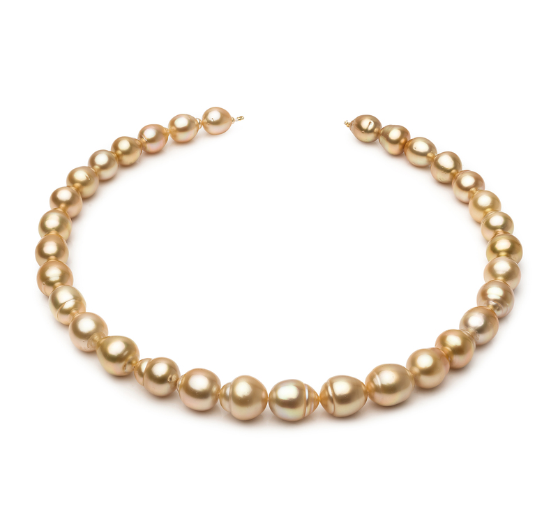 10.1-12.5mm Baroque Quality South Sea Cultured Pearl Necklace in 18-inch Gold - #1
