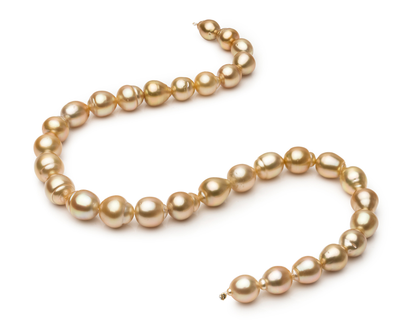 10.1-12.5mm Baroque Quality South Sea Cultured Pearl Necklace in 18-inch Gold - #2