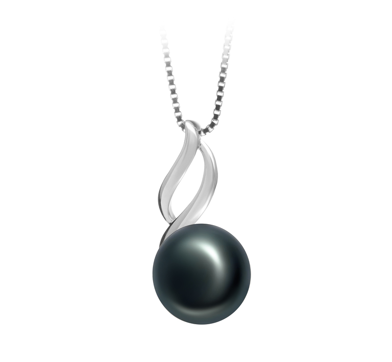 10-11mm AAA Quality Freshwater Cultured Pearl Pendant in Adalia Black - #2