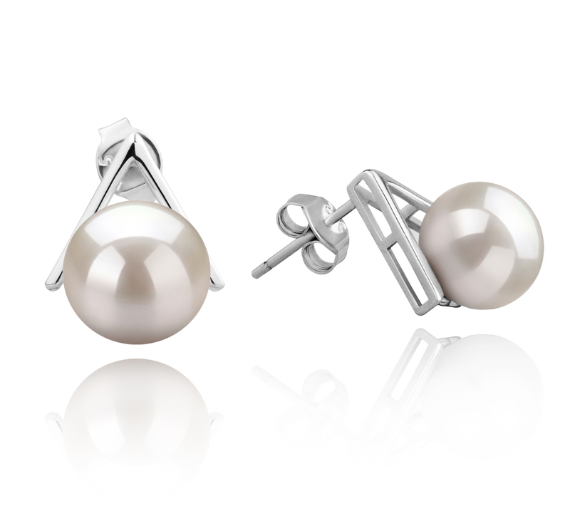 8-9mm AAAA Quality Freshwater Cultured Pearl Earring Pair in Africa White - #2
