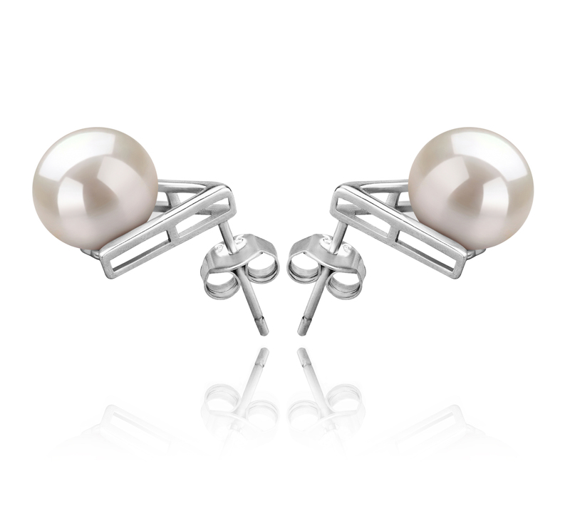 8-9mm AAAA Quality Freshwater Cultured Pearl Earring Pair in Africa White - #3