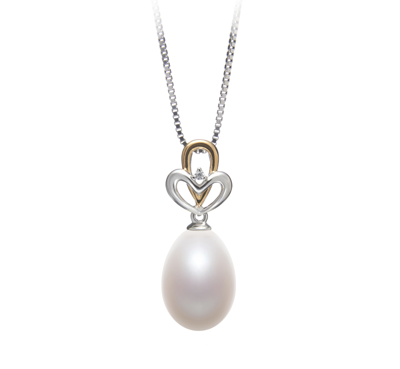 10-11mm AA - Drop Quality Freshwater Cultured Pearl Pendant in Aida White - #1