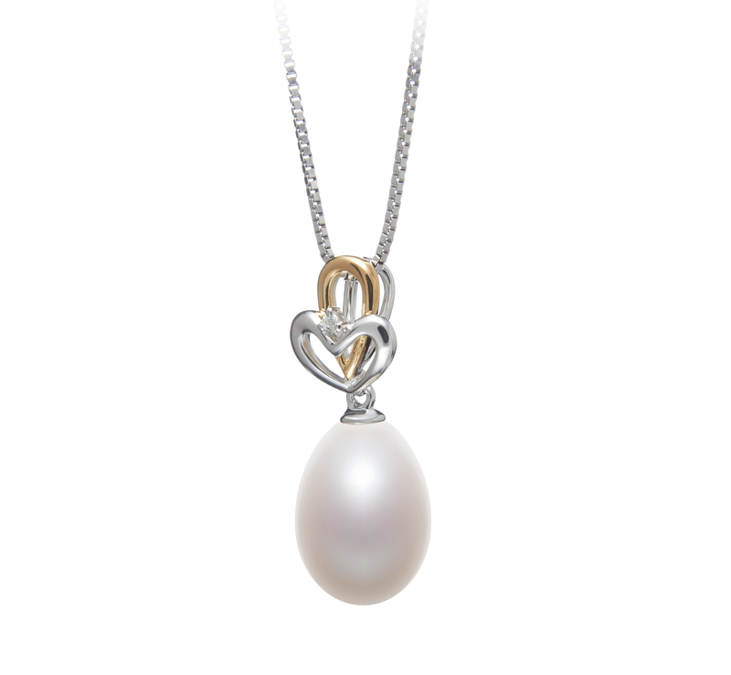 10-11mm AA - Drop Quality Freshwater Cultured Pearl Pendant in Aida White - #2