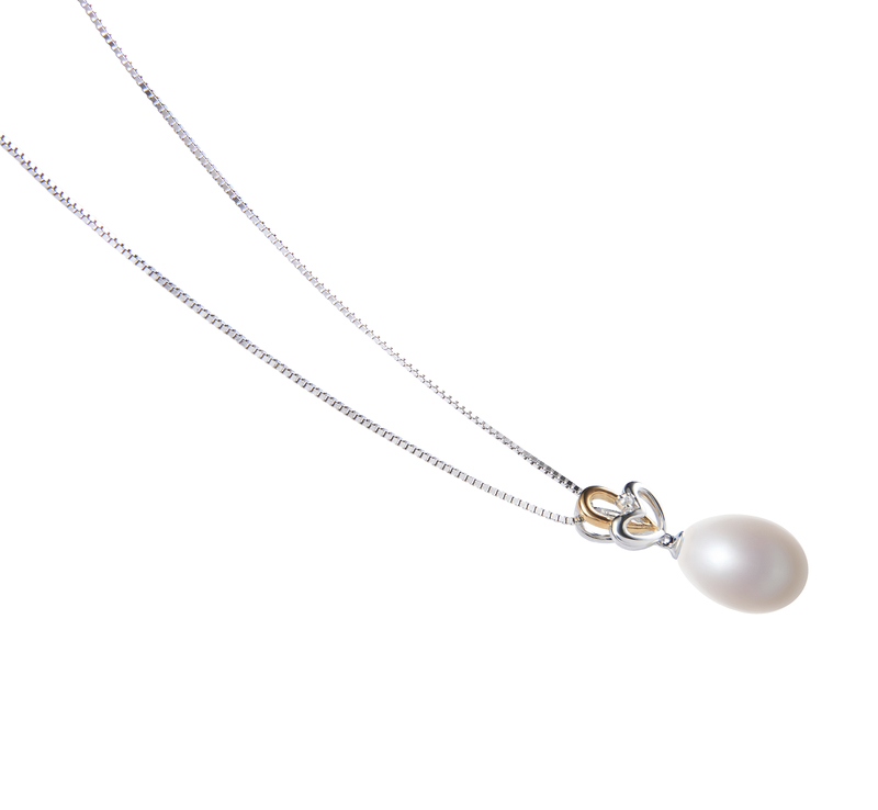 10-11mm AA - Drop Quality Freshwater Cultured Pearl Pendant in Aida White - #3