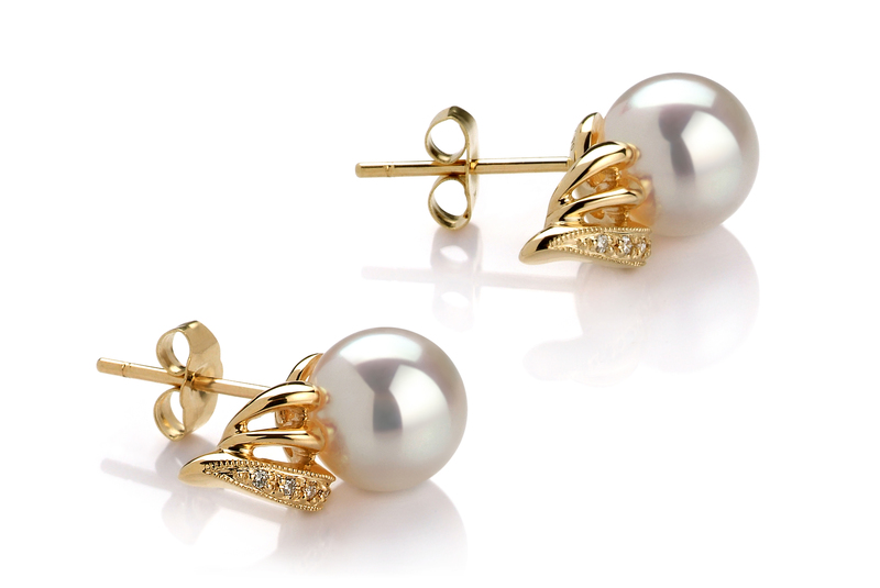 8-9mm AAA Quality Japanese Akoya Cultured Pearl Earring Pair in Anastasia White - #2