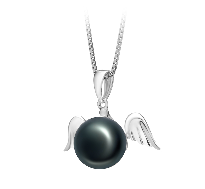 9-10mm AA Quality Freshwater Cultured Pearl Pendant in Angel Black - #2