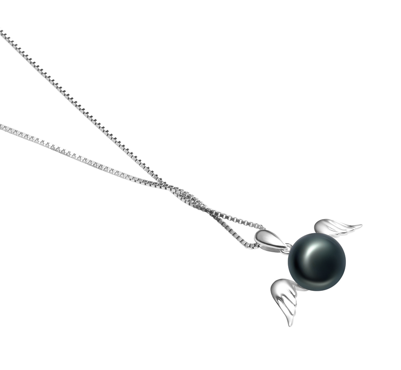 9-10mm AA Quality Freshwater Cultured Pearl Pendant in Angel Black - #3