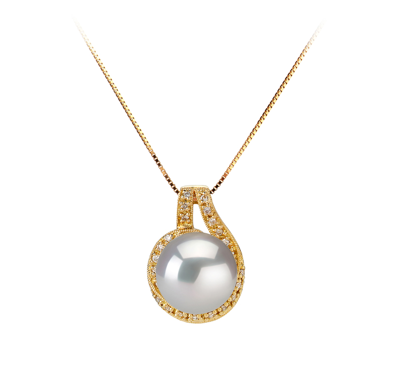 10-11mm AAA Quality South Sea Cultured Pearl Pendant in Angelique White - #1