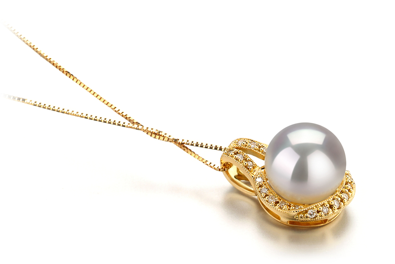 10-11mm AAA Quality South Sea Cultured Pearl Pendant in Angelique White - #2