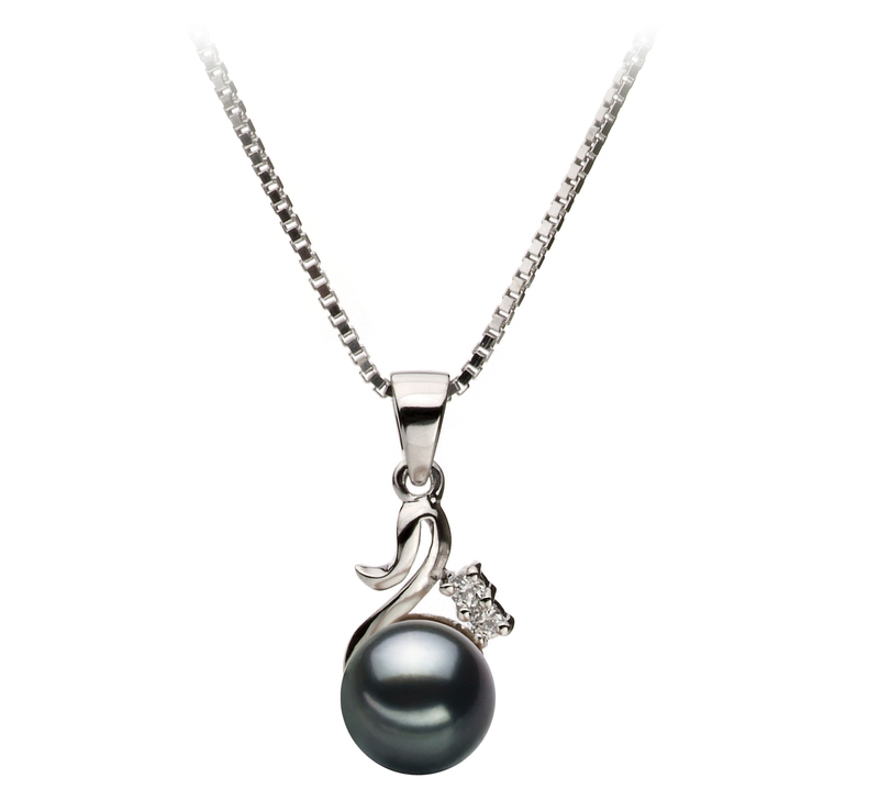 6-7mm AA Quality Japanese Akoya Cultured Pearl Pendant in Ariana Black - #1