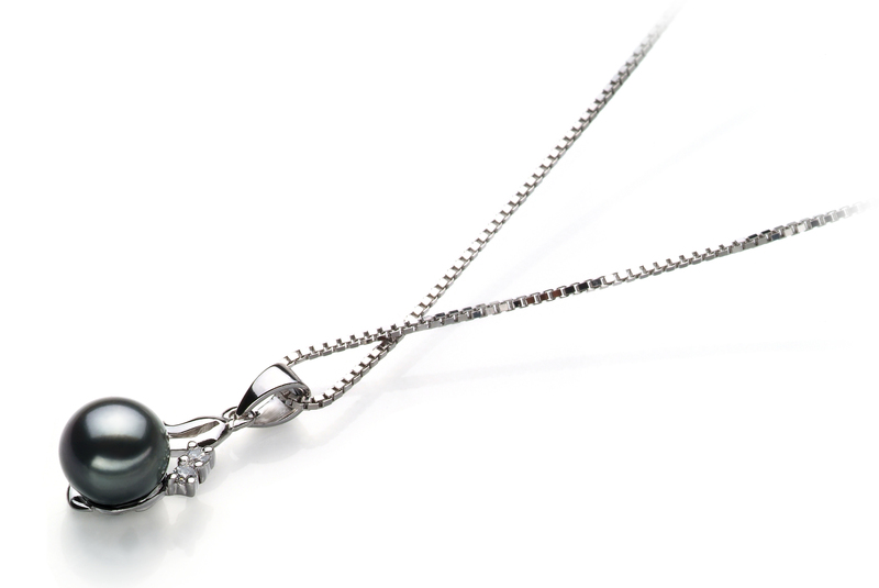 6-7mm AA Quality Japanese Akoya Cultured Pearl Pendant in Ariana Black - #3