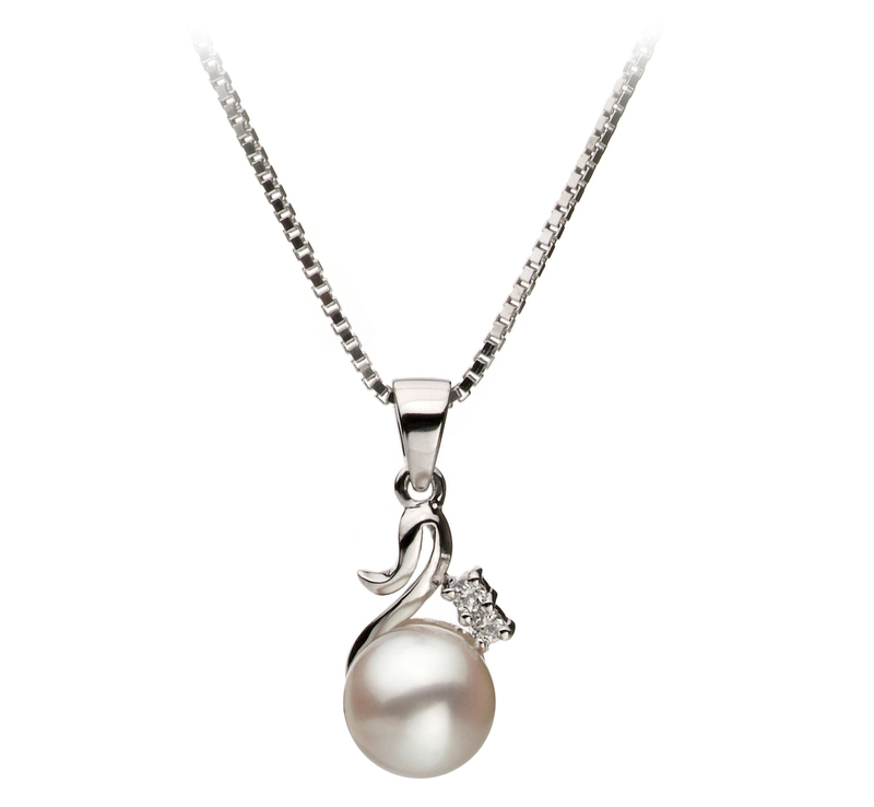6-7mm AA Quality Japanese Akoya Cultured Pearl Pendant in Ariana White - #1