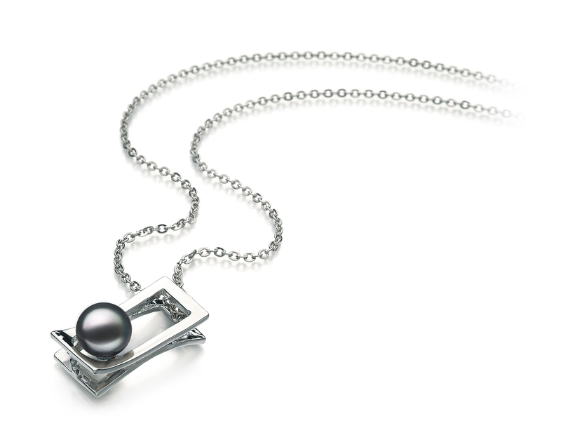 7-8mm AA Quality Freshwater Cultured Pearl Pendant in Athena Black - #2