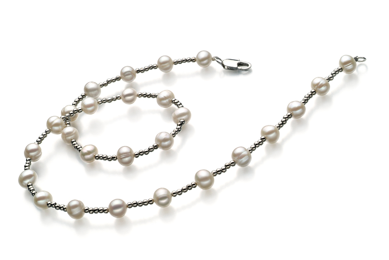 6-7mm A Quality Freshwater Cultured Pearl Necklace in Atina White - #3