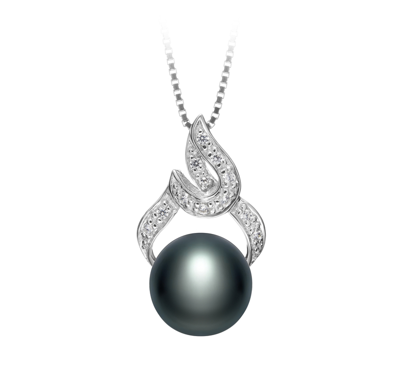 10-11mm AAA Quality Freshwater Cultured Pearl Pendant in Bebra Black - #1