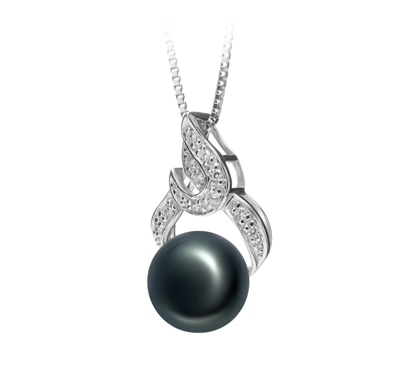 10-11mm AAA Quality Freshwater Cultured Pearl Pendant in Bebra Black - #2