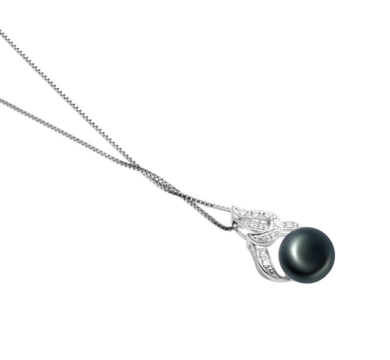 10-11mm AAA Quality Freshwater Cultured Pearl Pendant in Bebra Black - #3