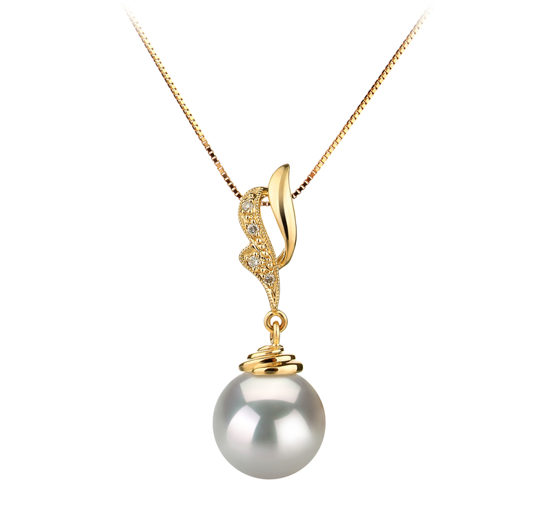 10-11mm AAA Quality South Sea Cultured Pearl Pendant in Bianka White - #1