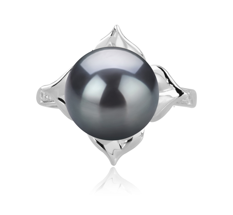 10-11mm AAA Quality Tahitian Cultured Pearl Ring in Billy Black - #3