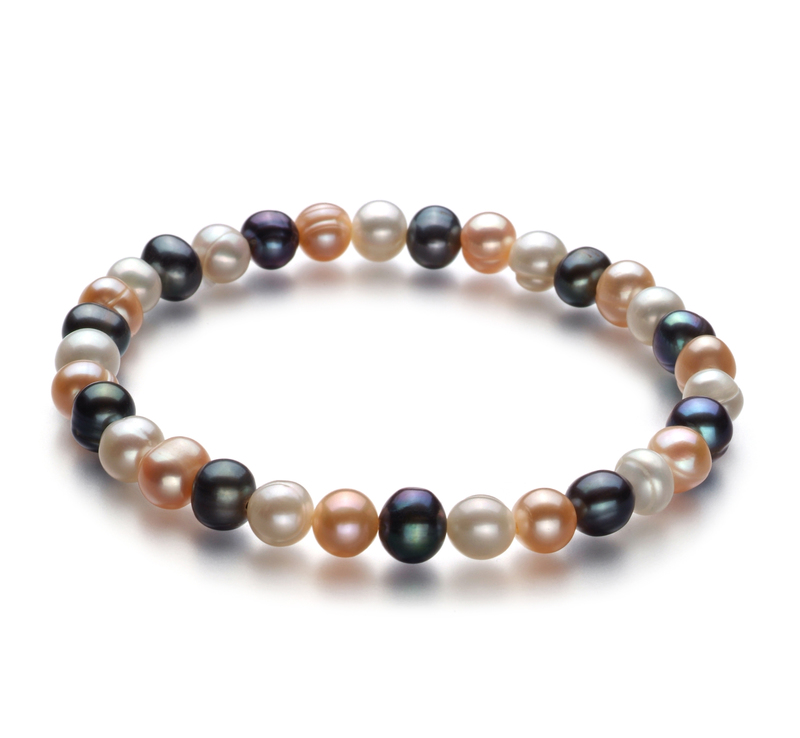 6-7mm A Quality Freshwater Cultured Pearl Bracelet in Bliss Multicolor - #1