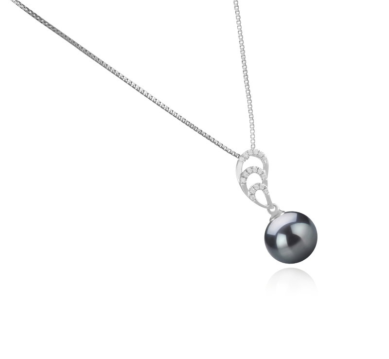 10-11mm AAA Quality Tahitian Cultured Pearl Pendant in Camille Black - #2