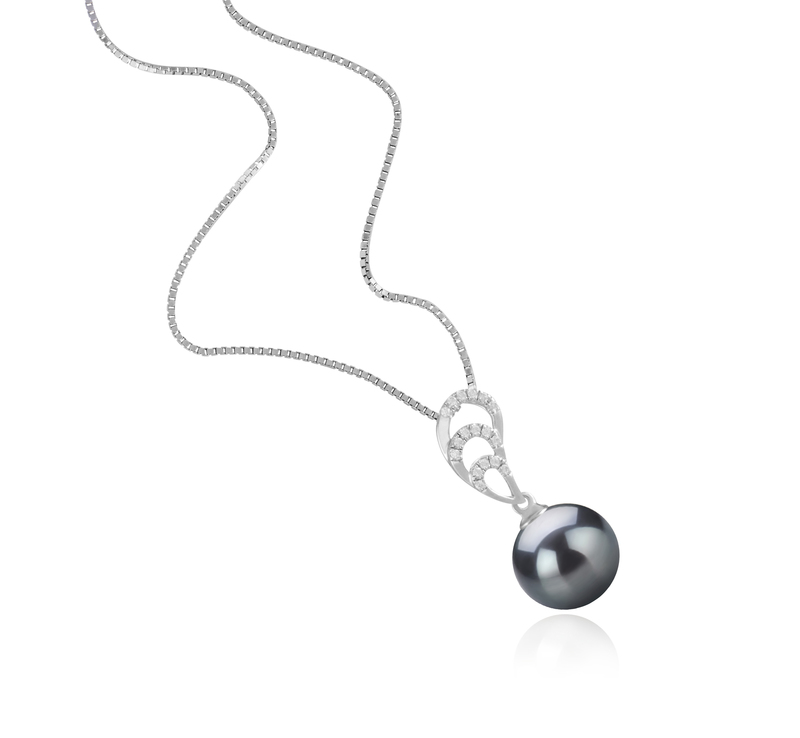 10-11mm AAA Quality Tahitian Cultured Pearl Pendant in Camille Black - #3