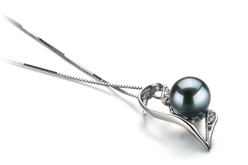 7-8mm AAA Quality Japanese Akoya Cultured Pearl Pendant in Carlin Black - #2