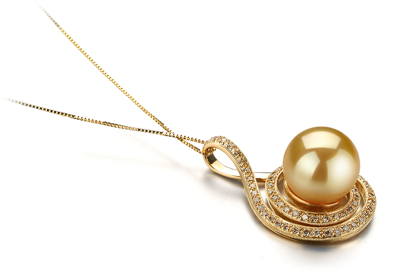 12-13mm AAA Quality South Sea Cultured Pearl Pendant in Catalina Gold - #2