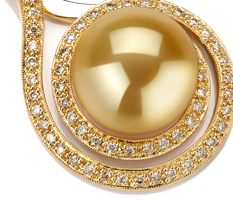 12-13mm AAA Quality South Sea Cultured Pearl Pendant in Catalina Gold - #3