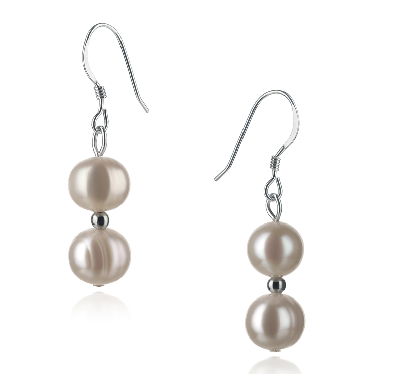 6-7mm A Quality Freshwater Cultured Pearl Earring Pair in Cerella White - #1
