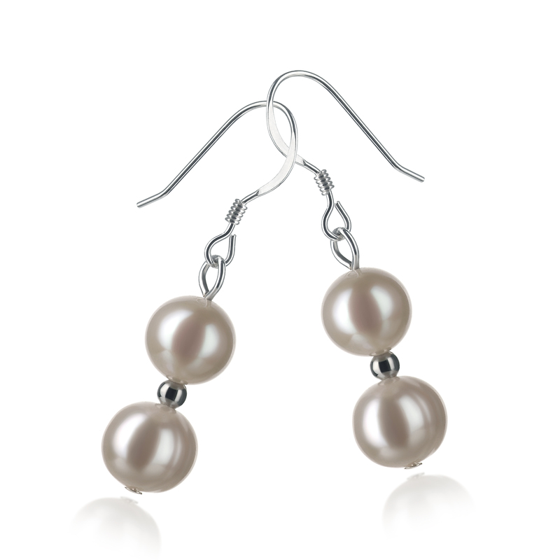 6-7mm A Quality Freshwater Cultured Pearl Earring Pair in Cerella White - #2