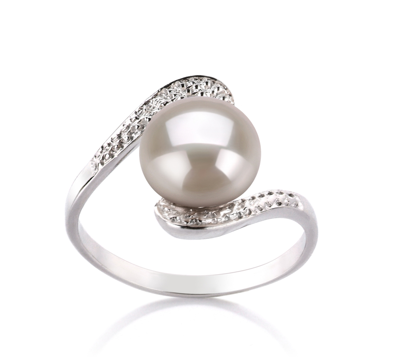 9-10mm AA Quality Freshwater Cultured Pearl Ring in Chantel White - #1