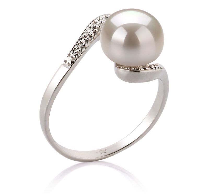 9-10mm AA Quality Freshwater Cultured Pearl Ring in Chantel White - #2
