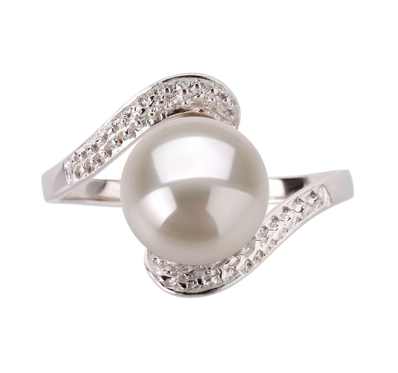 9-10mm AA Quality Freshwater Cultured Pearl Ring in Chantel White - #3