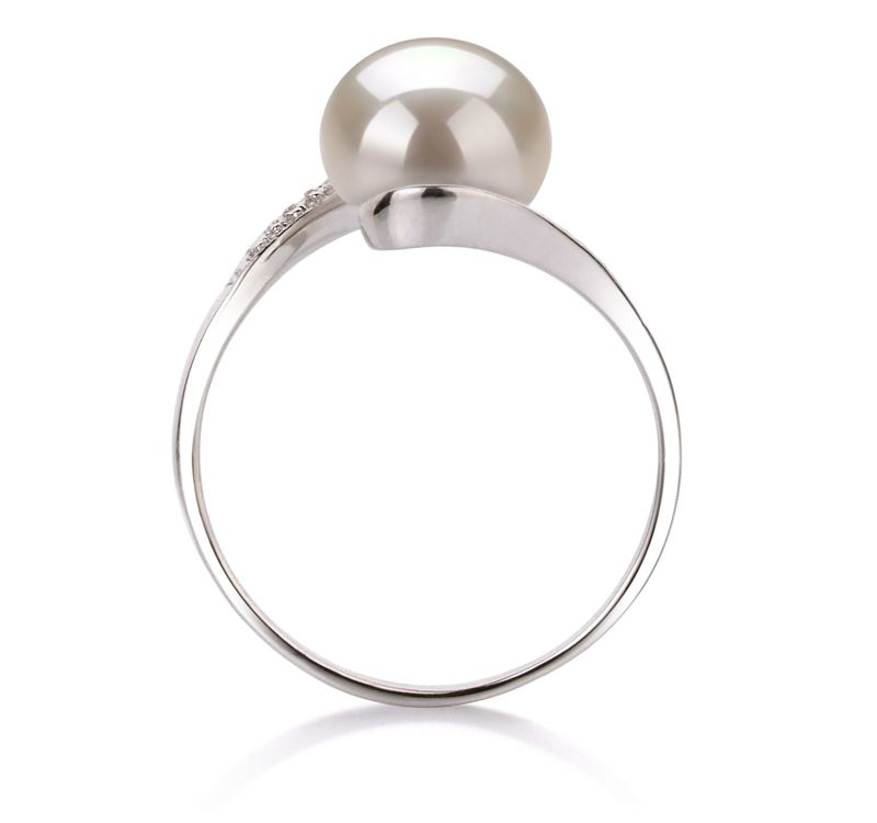 9-10mm AA Quality Freshwater Cultured Pearl Ring in Chantel White - #4