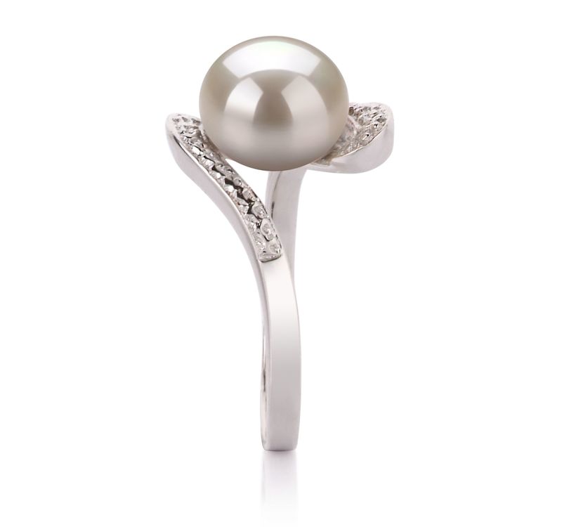 9-10mm AA Quality Freshwater Cultured Pearl Ring in Chantel White - #5