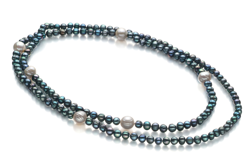 6-11mm A Quality Freshwater Cultured Pearl Necklace in Chloe Black - #2