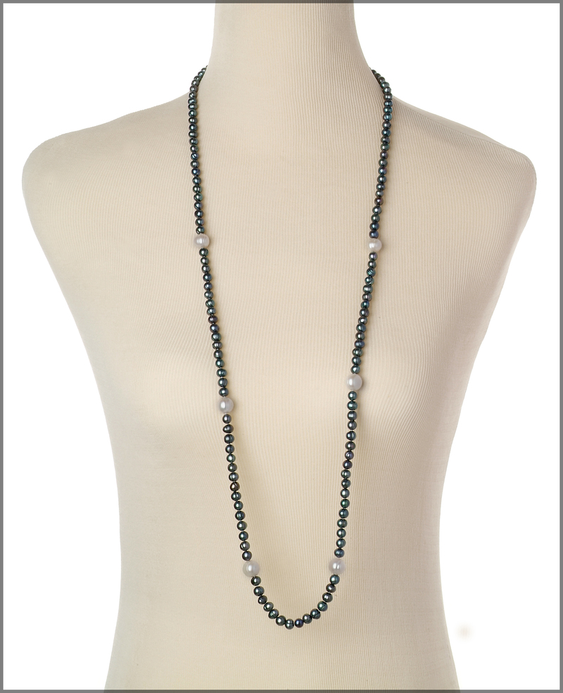 6-11mm A Quality Freshwater Cultured Pearl Necklace in Chloe Black - #3